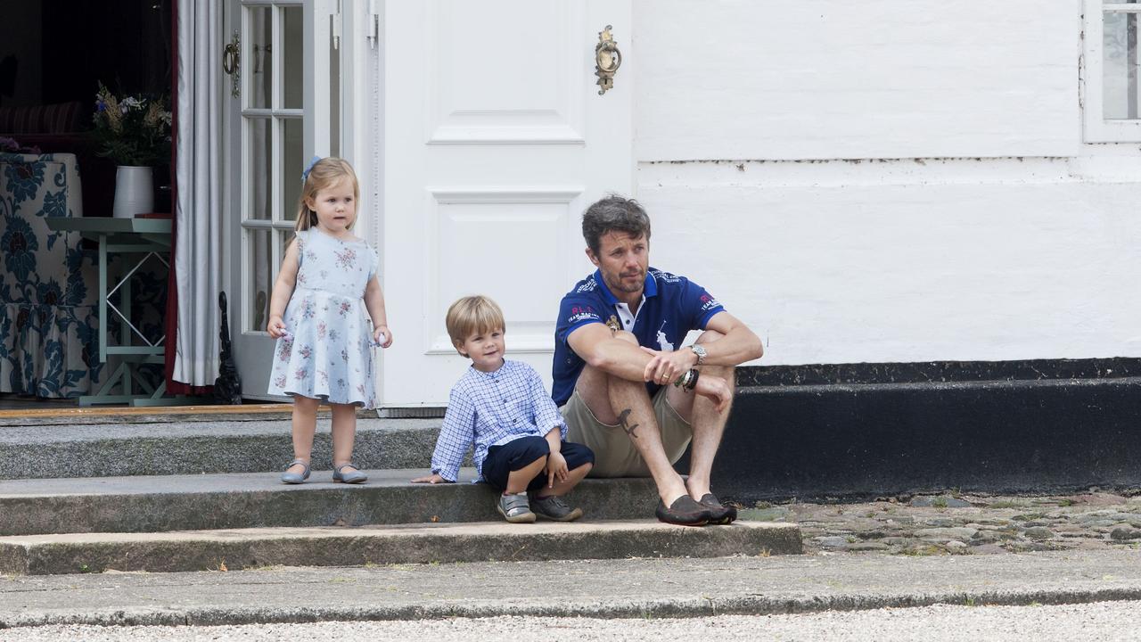 Crown Prince Frederik with his two youngest children at Graasten Castle, in the southern part of Jutland. Picture: Weng Uffe