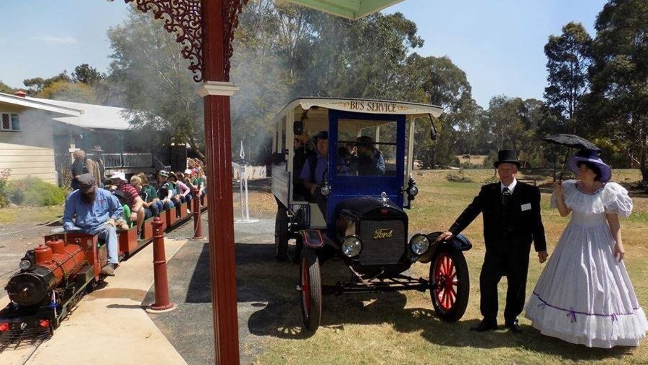 Miniature train rides and vintage bus tours will be running at Pioneer Village Highfields this Sunday.