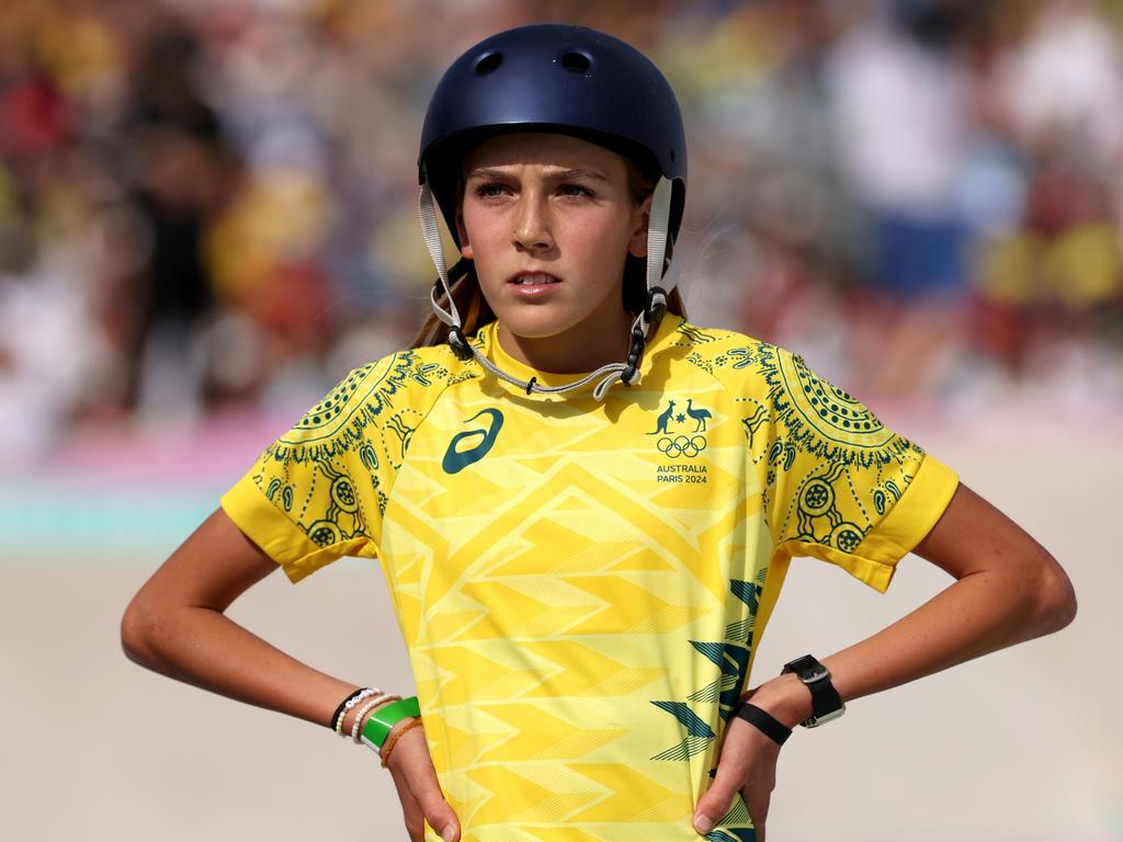 Tough times for Chloe Covell, 14, at the women’s street final on day two. Picture: Julian Finney/Getty Images