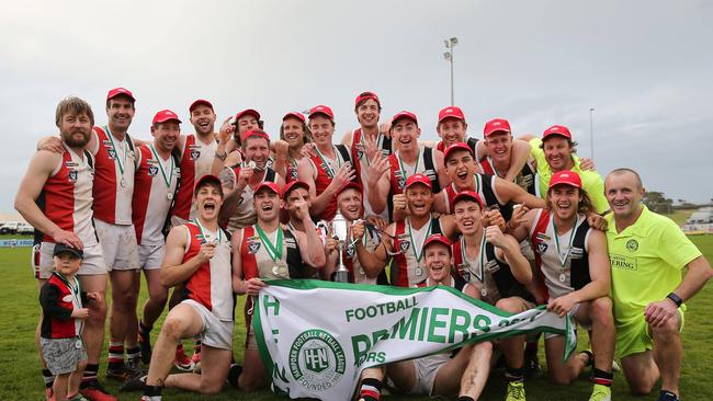 Hampden FNL, Grand Final, Port Fairy Seagulls V Koroit Saints, at Reid Oval Warrnambool, the winners - Koroit Saints,  Picture Yuri Kouzmin