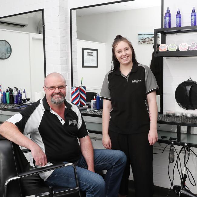 Craig Jones and Danielle Graham at Craig's Barber Shop. Picture: Sue Graham