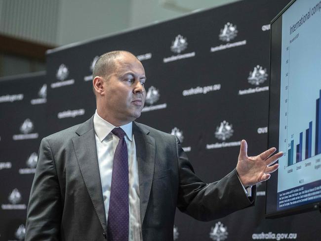 Treasurer Josh Frydenberg during his update on the economy. Picture: NCA NewsWire /Picture Gary Ramage.