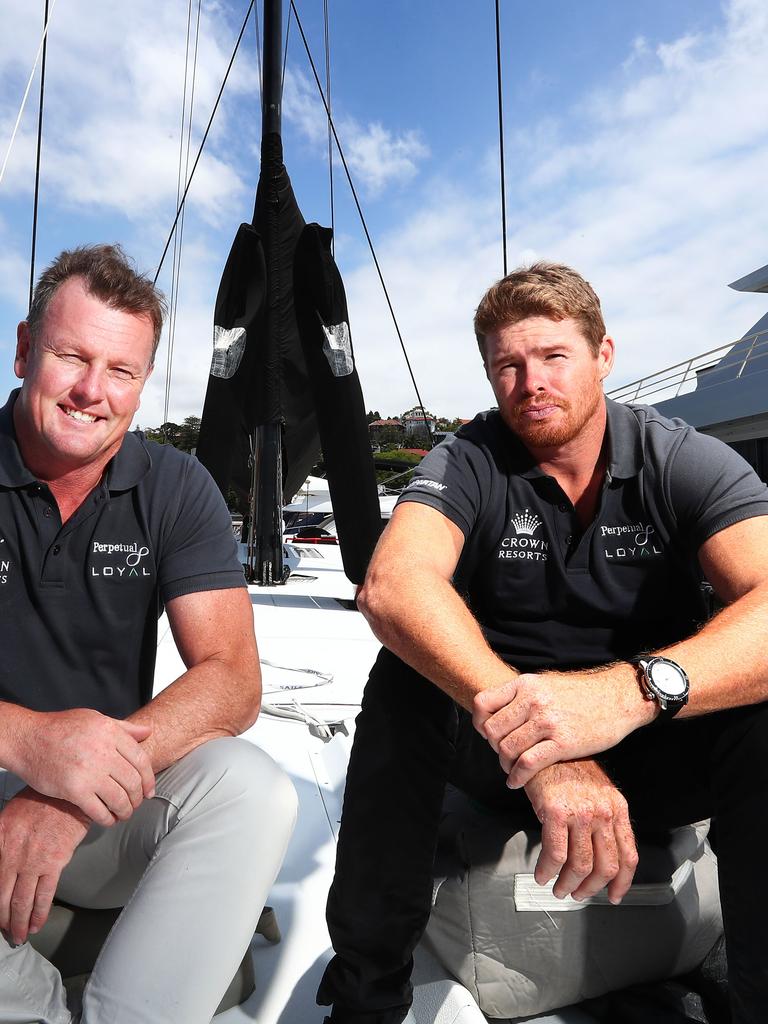 Tom Slingsby (right) and owner Anthony Bell before the win in 2016.