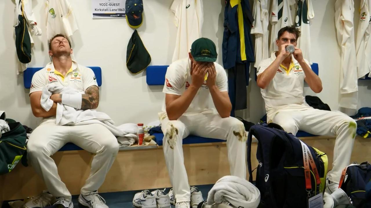 Never-before-seen footage has revealed the aftermath of Australia’s shock third Test loss at the Ashes.