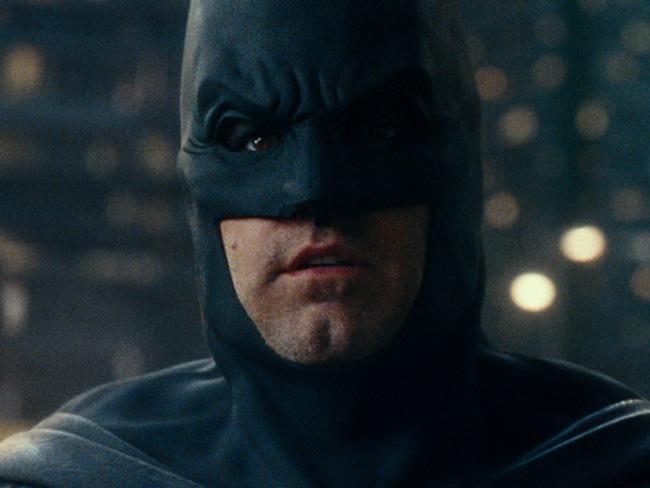 Ben Affleck as Batmam in a Scene from the Warner Brothers superhero film Justice League.