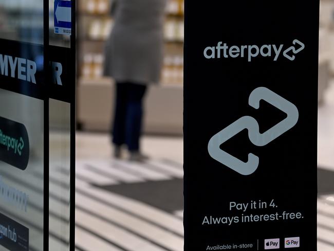 SYDNEY, AUSTRALIA - NewsWire Photos APRIL, 24, 2021: An Afterpay sign is seen in a shop entrance in Sydney. Picture: NCA NewsWire/Bianca De Marchi