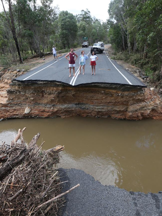 Springbrook locals stuck on the mountain after landslides took out Gold Coast Springbrook Rd and a wash out took out Pine Creek Rd. Picture Glenn Hampson