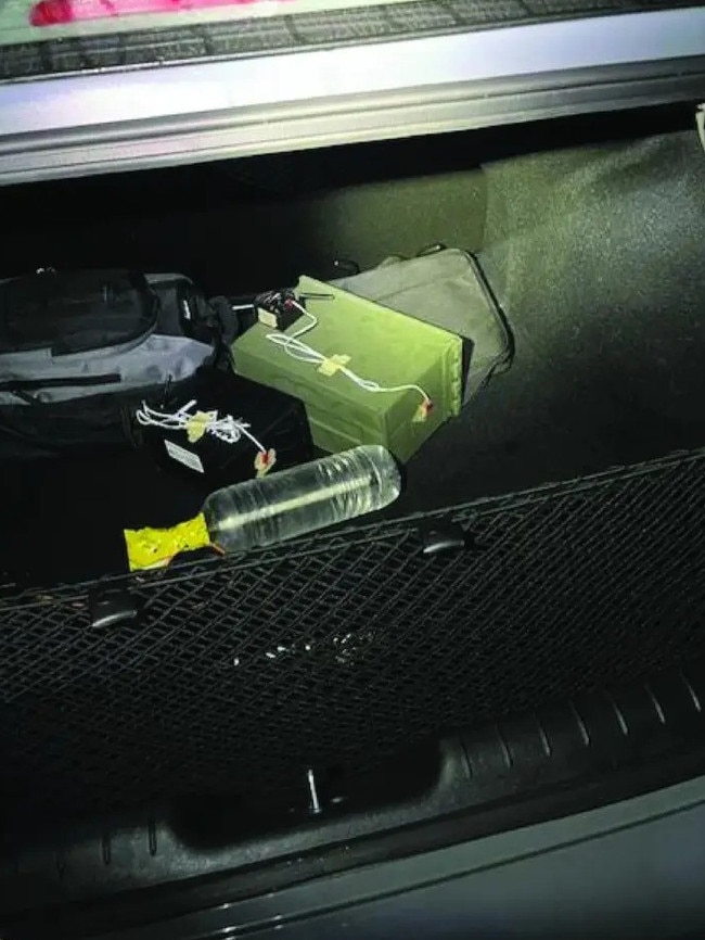 The FBI released images of two IEDs in the trunk of Crooks' car. Picture: FBI