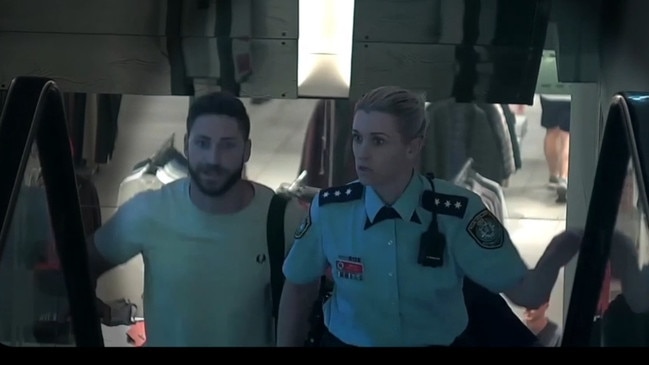 Police Inspector Amy Scott and the “bollard men” follow Cauchi up.