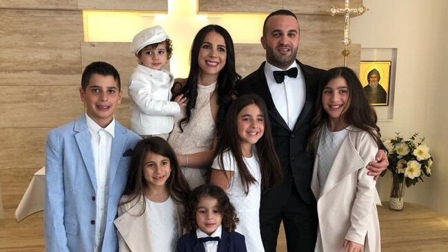 Danny and Leila Abdallah with their children Antony, (left), Angelina (right) and Sienna Abdallah (front left), who were killed in a crash in Oatlands in February.