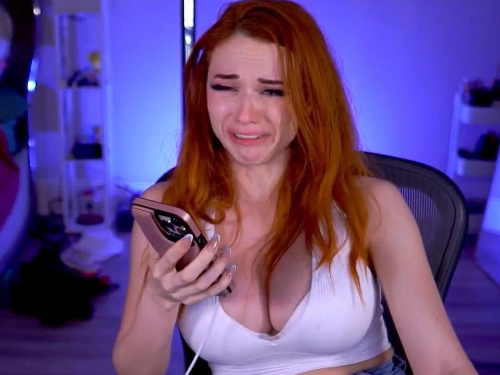 Amouranth broke down in tears during the stream. Picture: Twitch/Twitter