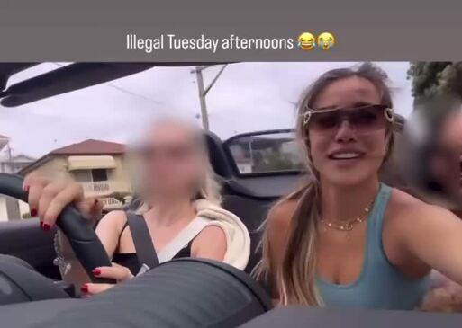 OnlyFans model Paris Ow-Yang seemingly not wearing a seatbelt