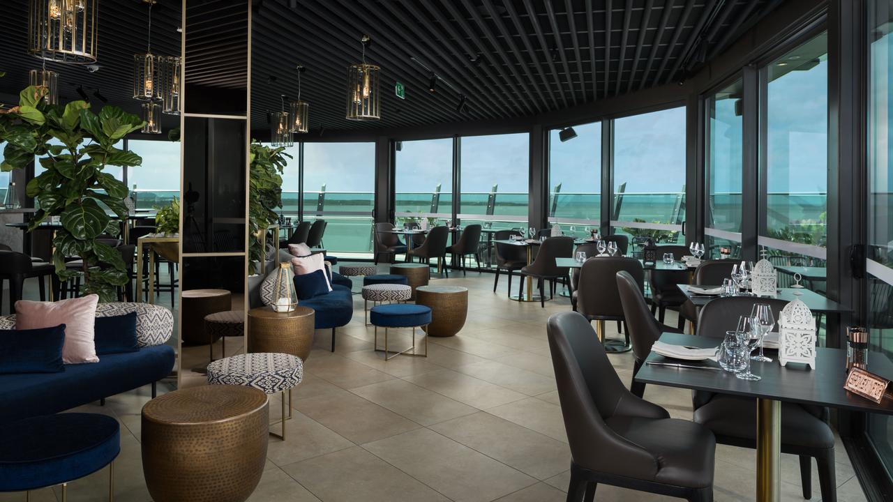 There are nine bars and restaurants across the three hotels, including this one – Rocco’s rooftop bar.