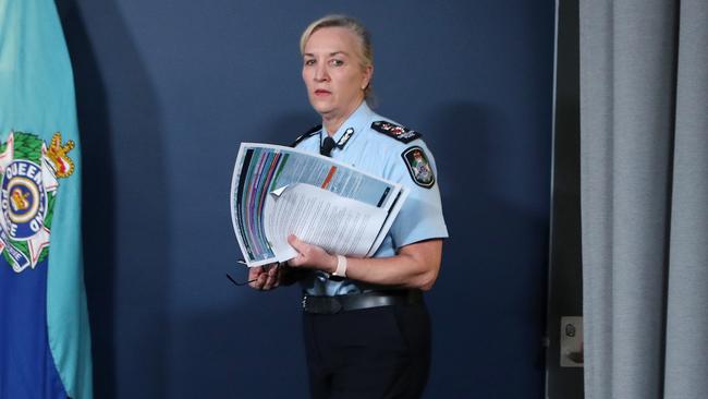 Police Commissioner Katarina Carroll during a media conference on Monday. Picture: Liam Kidston