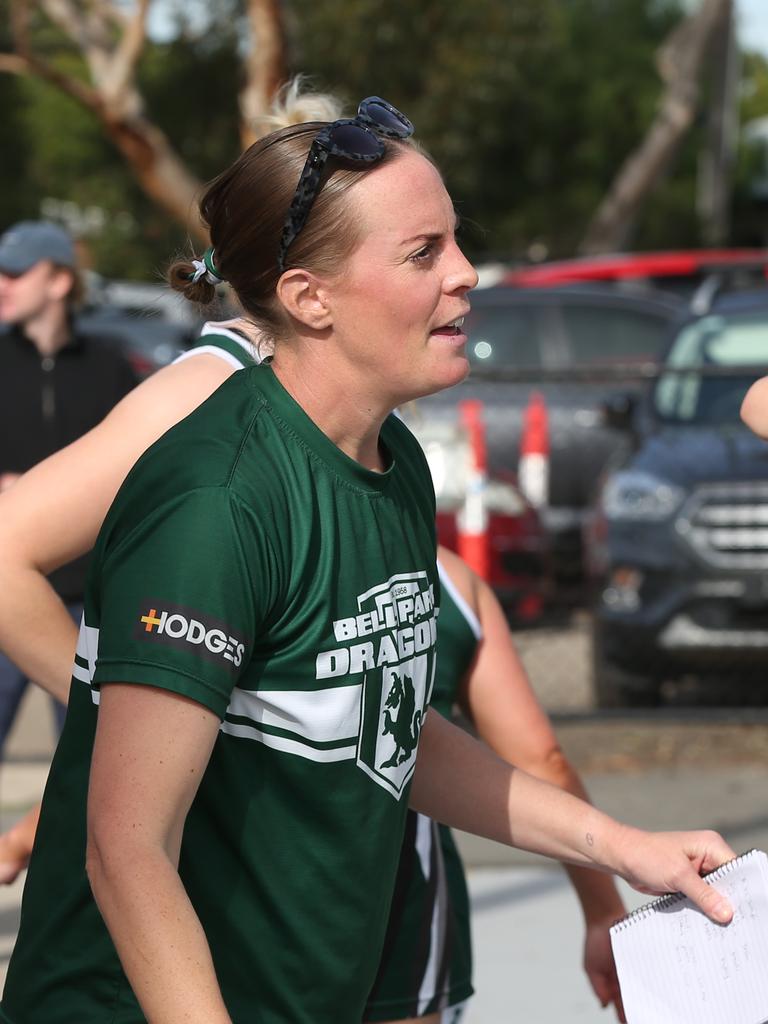 Bell Park coach Jayne Soden. St Joseph's v Bell Park GFNL Netball. Picture: Alan Barber