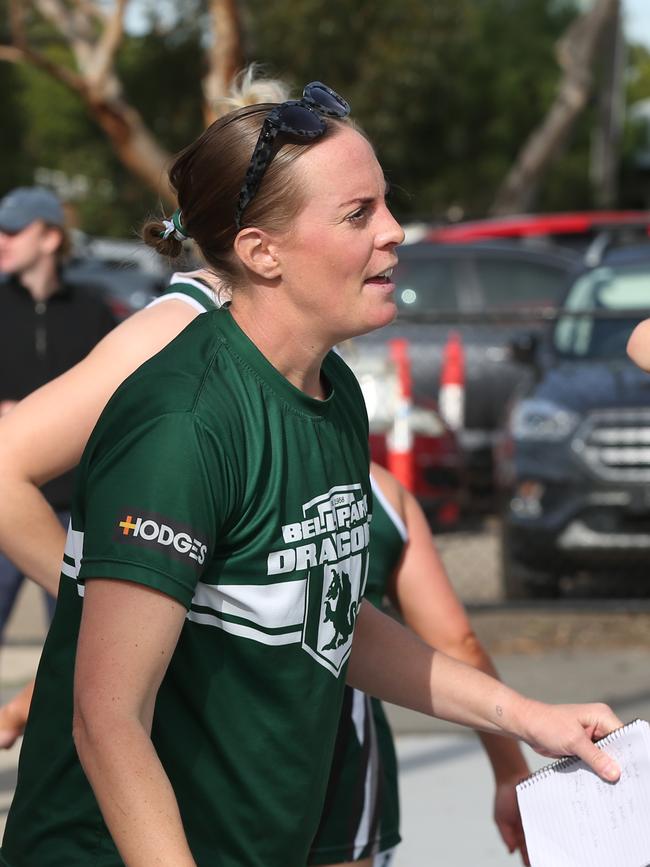 Bell Park coach Jayne Soden. St Joseph's v Bell Park GFNL Netball. Picture: Alan Barber