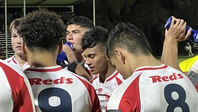 Keano Kini, middle, with Tanu Nona, Scanlan (both back to camera) and Reico Ratana (prop).