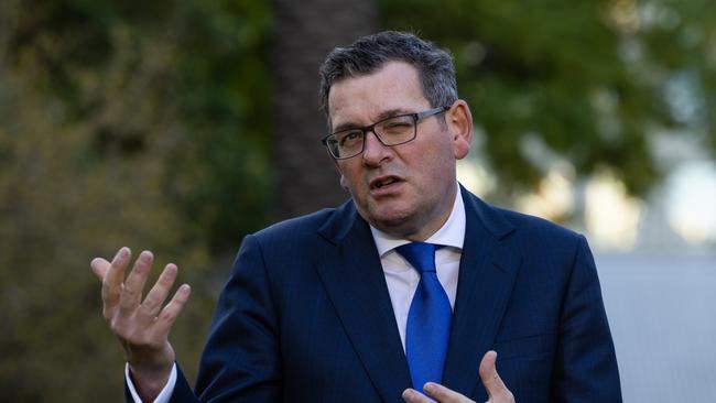 Daniel Andrews responds to IBAC’s Operation Sandon report at a press conference on Thursday. Picture: Jason Edwards