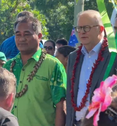 Prime Minister Athony Albanese was welcomed with roaring applause when he visited Satapuala, a village in Samoa, on the final day of CHOGM on October 26, 2024.