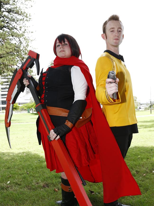 Jazmin Fuller and Rob Steele ahead of the Gold Coast Superhero Weekend at Broadbeach. Picture: Tertius Pickard