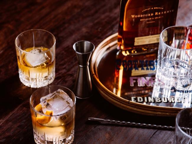 Woodford Reserve whisky served over ice at the Boilermaker House in Melbourne, Picture: Supplied