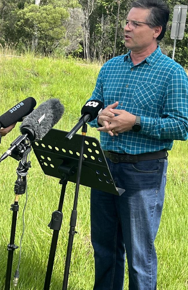 Maryborough MP John Barounis at the intersection at Walker St where three men lost their lives in a crash last year.