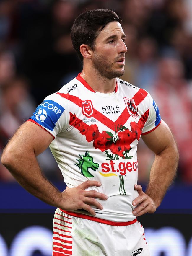 Ben Hunt in the Dragons’ Anzac Day jersey. Picture: Cameron Spencer/Getty Images