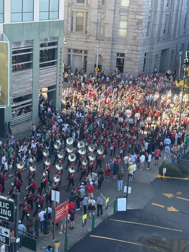 College playoff parade New Year's Eve afternoon, around four blocks from Bourbon St. Picture: Michelle Tobin