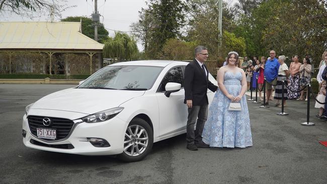 Students arriving in style for the 2024 Glasshouse Christian College formal at Flaxton Gardens.