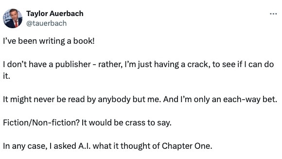 Ex-Spotlight producer Taylor Auerbach hints at a book on X (formerly Twitter). Photo: X.