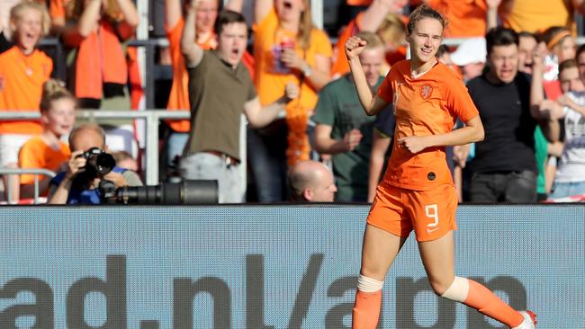 Vivianne Miedema of Netherlands won’t appear at this year’s World Cup due to tearing her ACL. (Photo by Christof Koepsel/Getty Images)