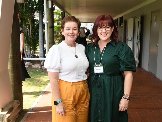 Linda Mitchell and Amanda Newton at the NQ Women's Leadership Forum in Townsville. Picture: Shae Beplate.