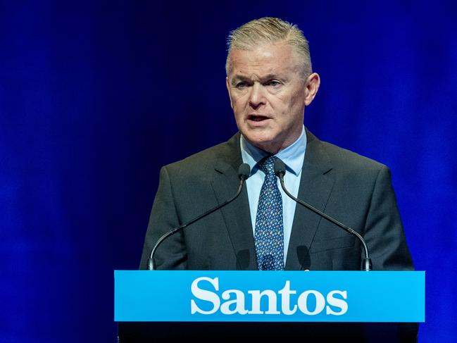 Santos Chief executive Kevin Gallagher speaks during the Santos AGM at the Adelaide Convention Centre. Picture Mark Brake