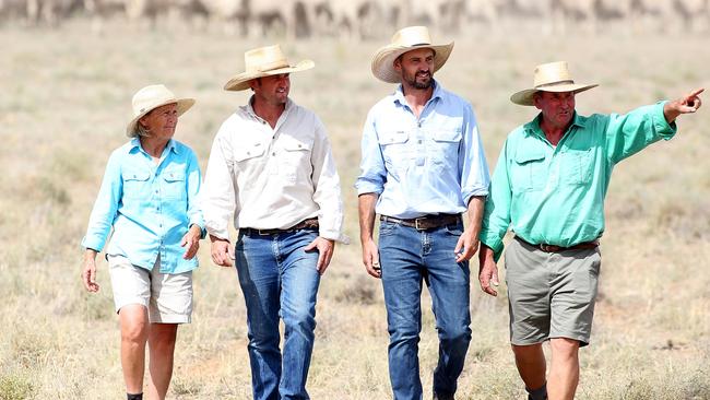 The Hooke family — Diane, Marcus, Tom and Bill on their farm at Wanganella in the NSW Riverina