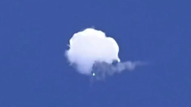 The moment a US fighter jet shoots down suspected Chinese spy balloon. Picture: Angela Mosley