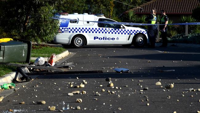 Rocks were thrown when a party at a short-stay rental in Werribee turned violent. Picture: Nicole Garmston