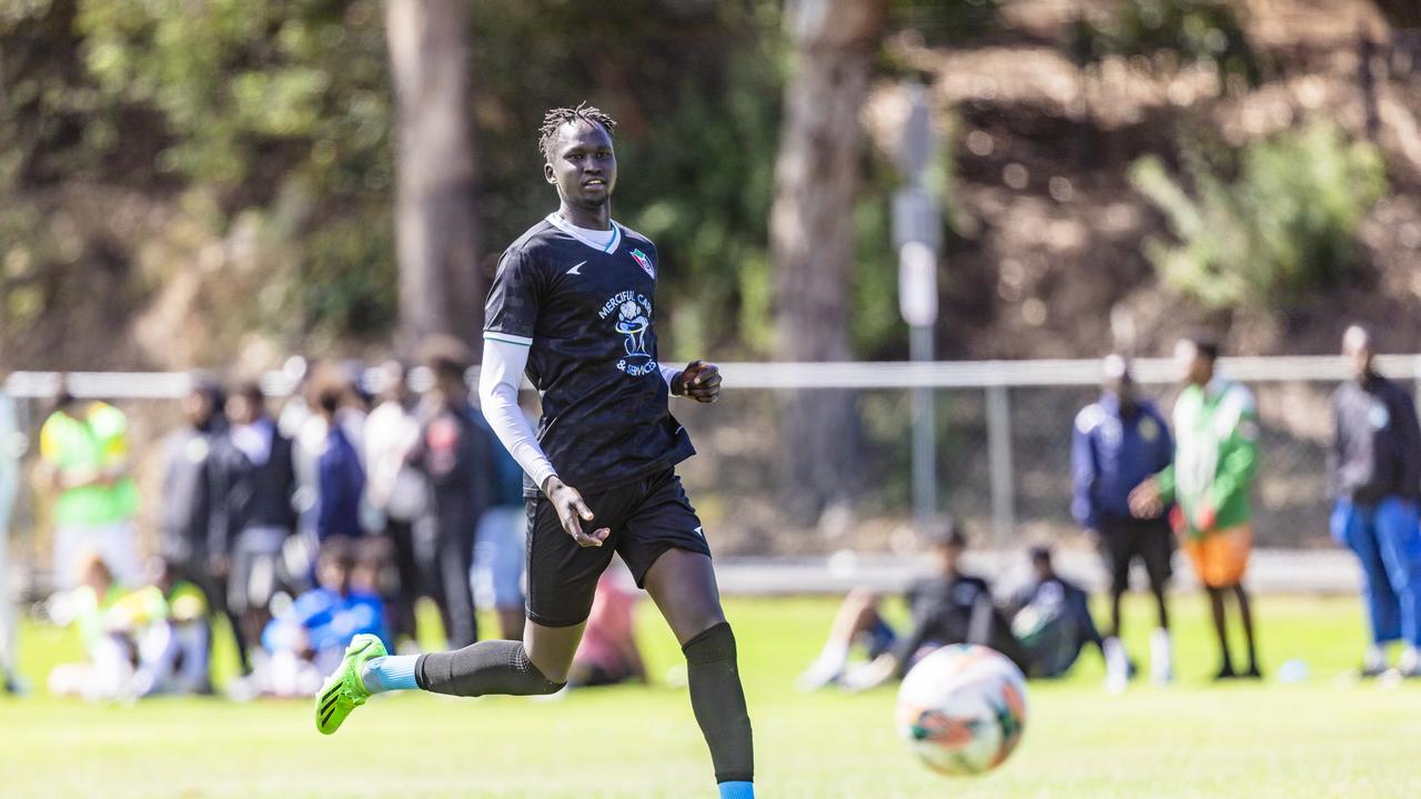 Players participating at the Multicultural Cup on Cornelian Bay sports fields. Picture: Linda Higginson