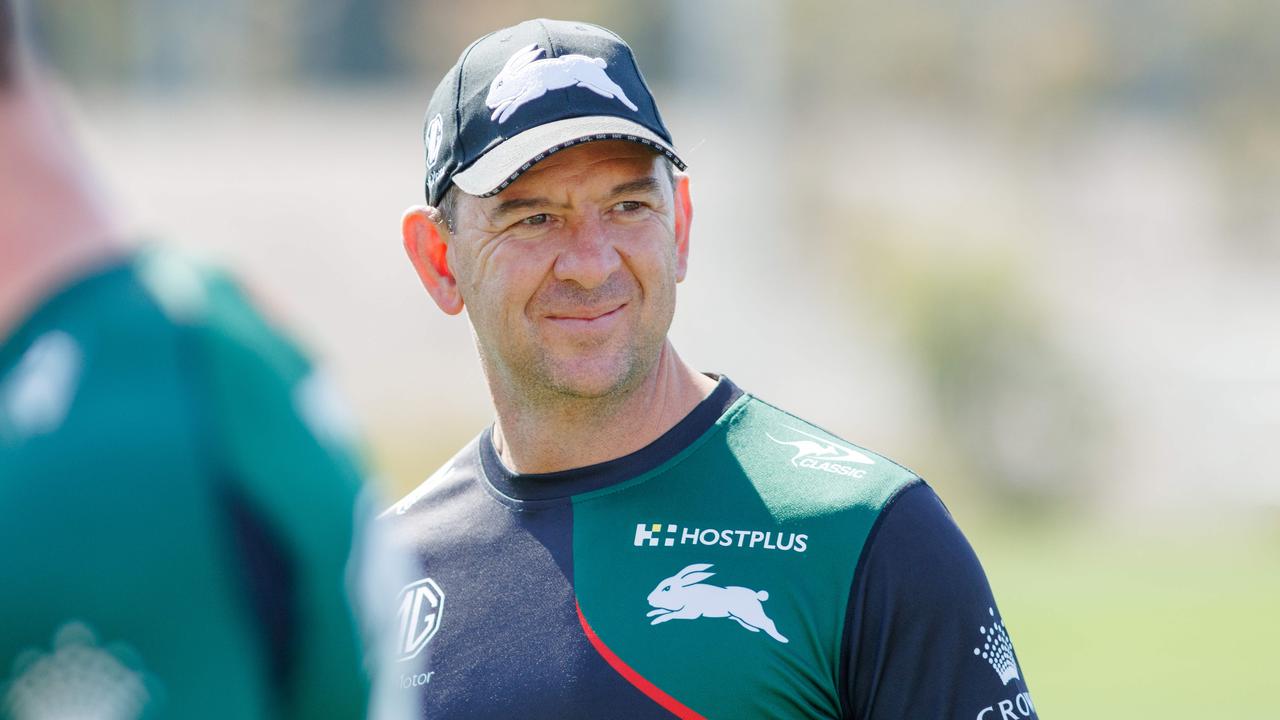 Coach Jason Demetriou during South Sydney training. Pic by Max Mason-Hubers