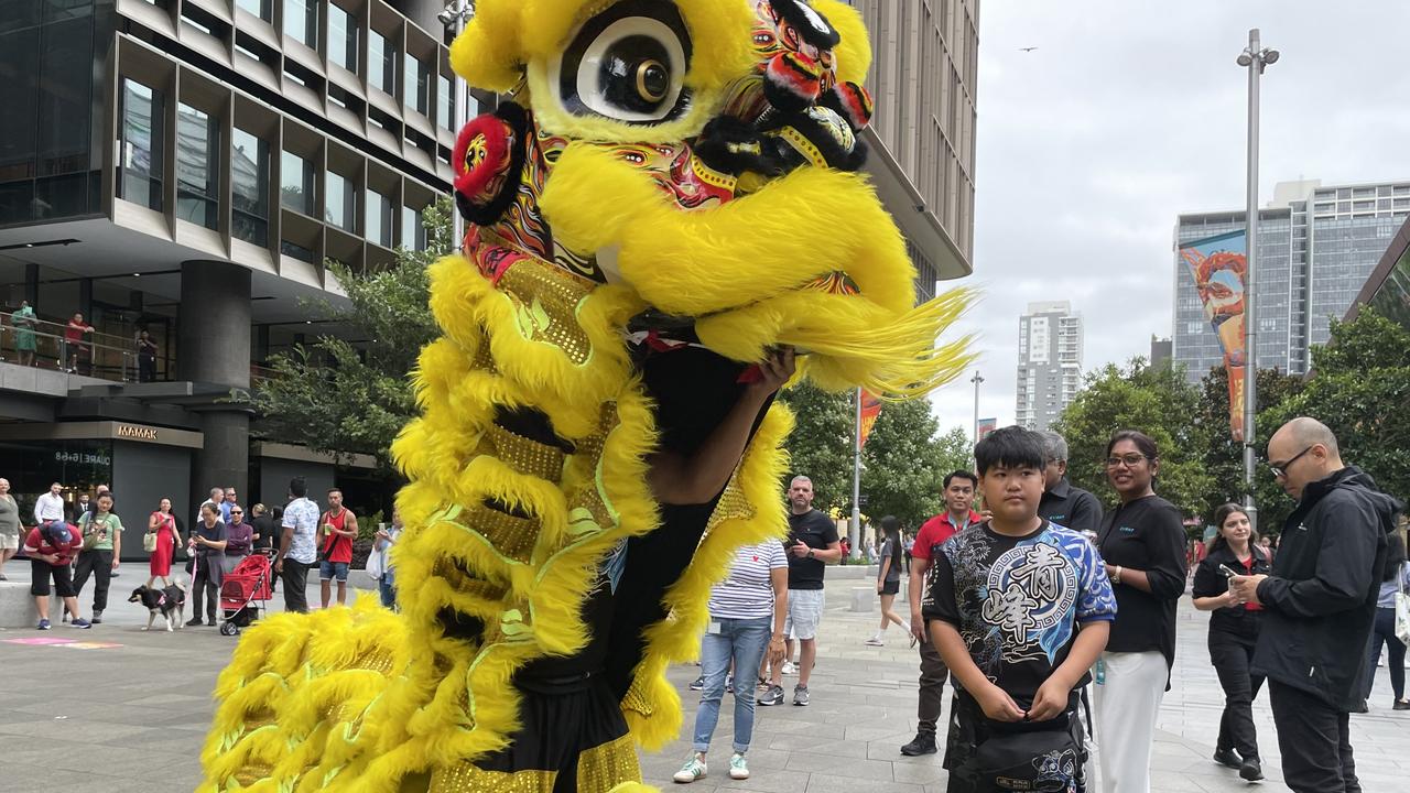 Lion dances usher in the Lunar New Year at Parramatta Square.