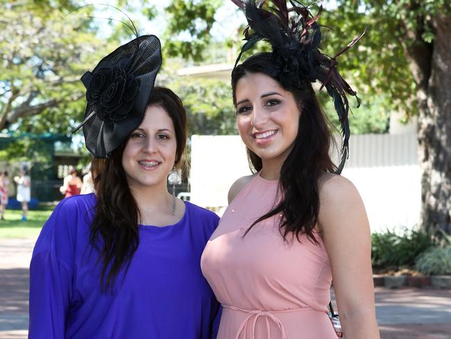 Ladies Day at Cluden Park Racecourse. 21/07/2012. Picture: Michael Chambers. Sarah Hutton and Alana Hutton (sisters).