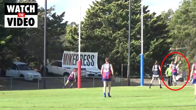 Local footballer kicks amazing bicycle goal