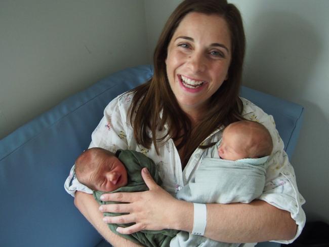 Ossian (left) and Dashiell (right) Wells McCarthy were born to Brisbane's Member for Lilley, Anika Wells, and her husband Finn, on October 20. Picture: Supplied