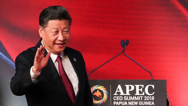 China's President Xi Jinping arrives for the APEC CEO Summit 2018 in Port Moresby in 2018, a part of the Asia-Pacific Economic Cooperation (APEC) Summit.