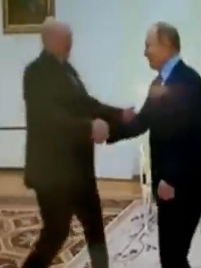 Mr Putin meets with Belarusian President Alexander Lukashenko.