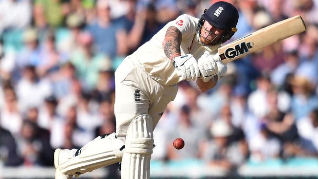 Ben Stokes fired back at Matthew Wade on the way to the pavilion. Picture: Glyn Kirk/AFP/