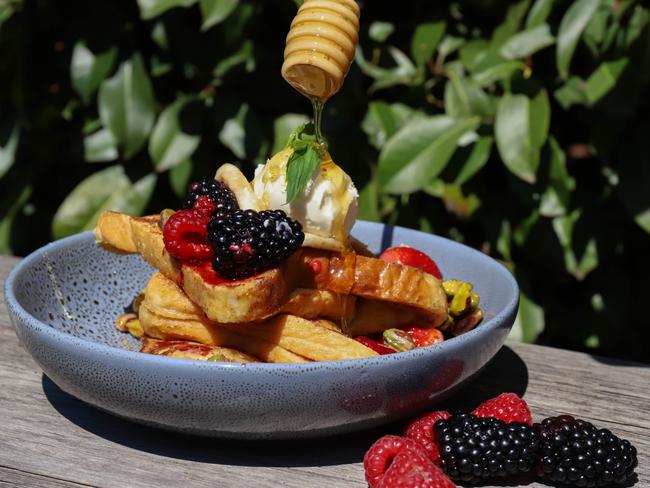 Cinnamon French toast with berry compote and honey at The Beekeepers Inn. Picture: Jenifer Jagielski