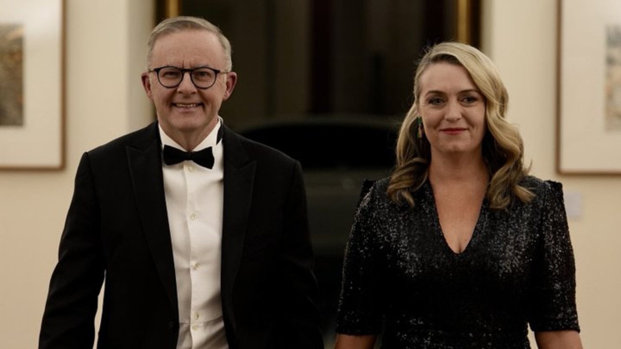 Prime Minister Anthony Albanese on way to attend Canberra’s Midwinter Ball with partner Jodie Hayden. Picture: Twitter