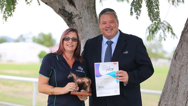 Collinsville Citizen of the Year Heather Brown with Whitsunday Regional Council Mayor Andrew Willcox.