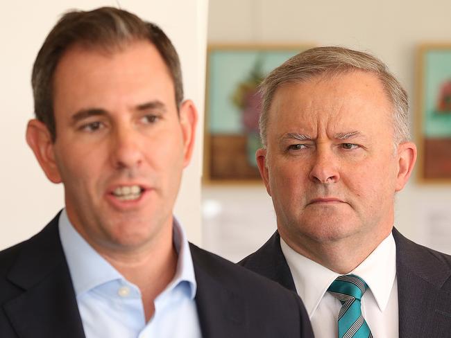 18/02/2020: The Leader of the Australian Labor Party, Anthony Albanese (R)  and Shadow Treasurer, Jim Chalmers , at an art gallery during a press conference in Inala, Brisbane . Lyndon Mechielsen/The Australian