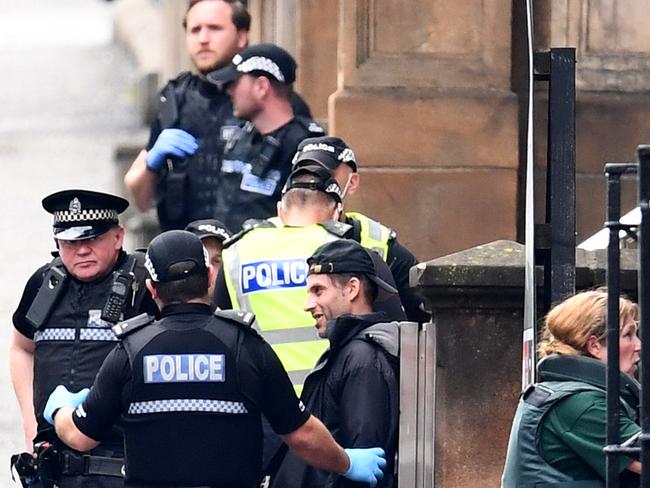 Police at the scene in central Glasgow. Picture: Getty